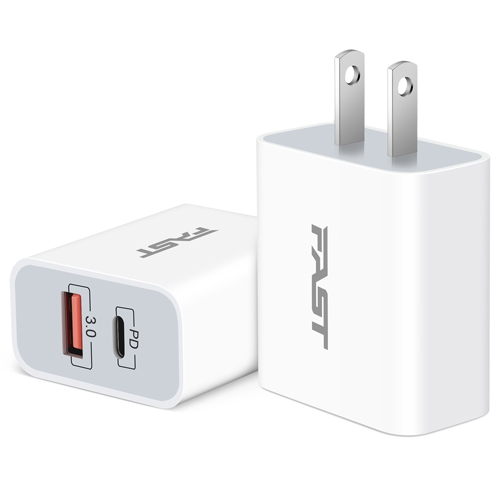 [2 Pack] USB C Wall Charger, JUNVANG 20W Rapid Dual Port Type-C PD 3.0 + USB-A Power Adapter Double Fast Charging Block for iPhone 14/14 Pro/14 Plus/14 Pro Max/13/13 Pro Max/12/11 Pro Max/XS/XR/X Cube