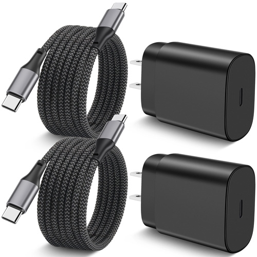 USB C Fast Charger, JUNVANG 2Pack 25W Super Fast Charging Type C Wall Charger Block with 10FT USB-C to USB C Cable for Samsung Galaxy S23/S23 Ultra/S23+/S22/S22Ultra/S21+/S21 FE/S20/Z Fold 4/Note 20
