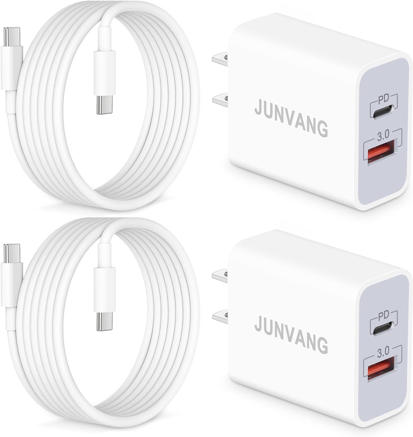 20W USB C Fast Charger for iPhone 15/15 Plus/15 Pro Max, iPad Pro 12.9/11 inch, iPad Mini, iPad Air 5/4, AirPods, 2-Pack Dual Port Fast USB C Wall Charger Block Power Adapter with 6FT USB C to C Cable