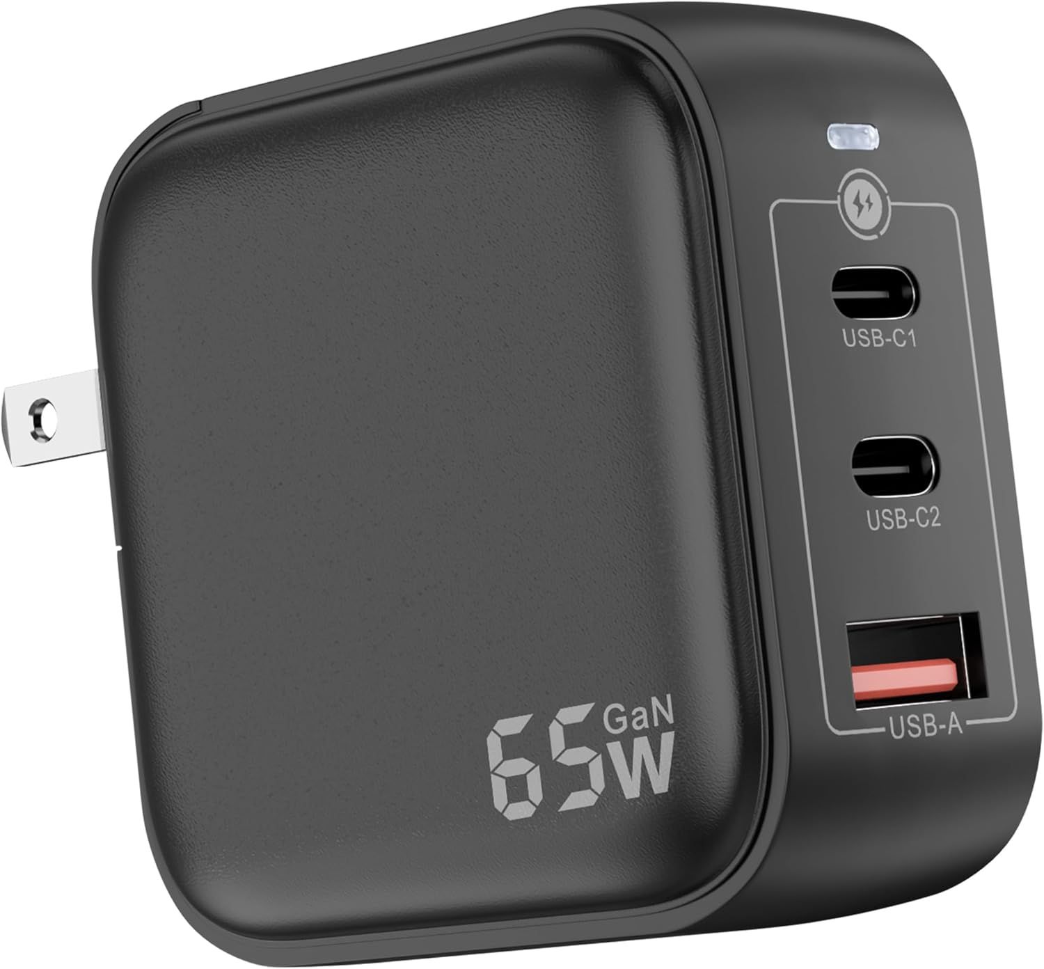 USB C Wall Charger Block, 65W GaN 3-Port USB-C Charger Cube Dual Port PD Power Adapter + QC Wall Plug Foldable Fast Charging Block for iPhone 15/15 Pro Max/14/13/12/11, iPad, Pixel 8/7, Galaxy S23 S22