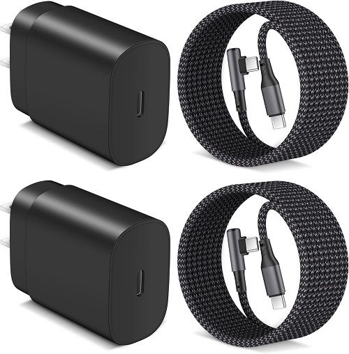 USB C Fast Charger for Samsung Galaxy S23 S22 S21 Ultra S21+ S20 Note 20 Z Fold 4, 2Pack 25W Samsung Charger Type C Super Fast Charging Android Phone Charger Block with 6FT 90 Degree USB C to C Cable