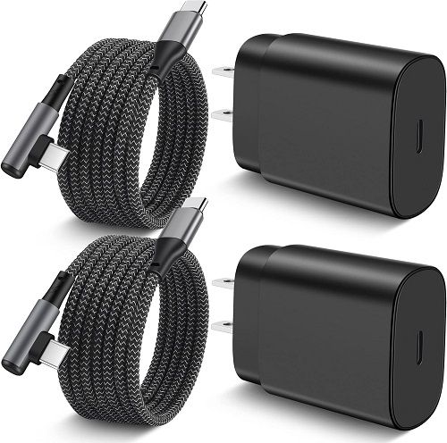 Fast Charger for Samsung Galaxy S23/S23 Ultra/S23+/S22/S22 Ultra/S21/S21 Ultra/S20/Note 20/Z Fold 4/3, 2Pack 25W Super Fast USB C Wall Charger Block with 10FT Right Angle Type C Android Charger Cable
