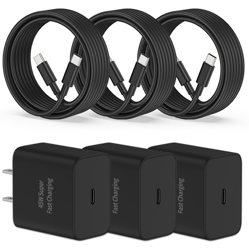 45W Super Fast Charger Type C, 3-Pack 45W USB C Charger Block with 6FT Type-C Fast Charging Cord Cable for Samsung Galaxy S25/S25 Ultra/S25 Edge/S24/S23/S22/S21/S20 Ultra, Z Fold/Flip, Tab S11/S10/S9