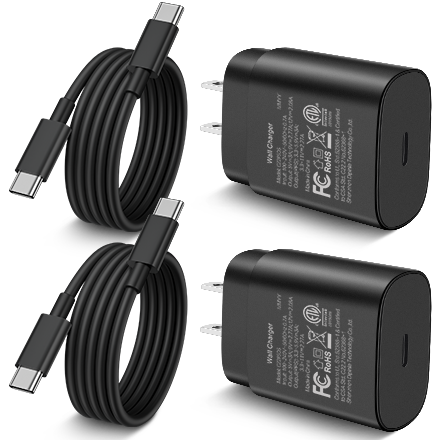 S25 S24 S23 Charger Fast Charging, 2Pack 25W USB C Super Fast Wall Charger Block with 3FT Type C to C Cable Cord for Samsung Galaxy S25/S24/S23/S22/S21/S20 Ultra/S10/S9/S8, Note 20/10, A55/A54/A53/A13